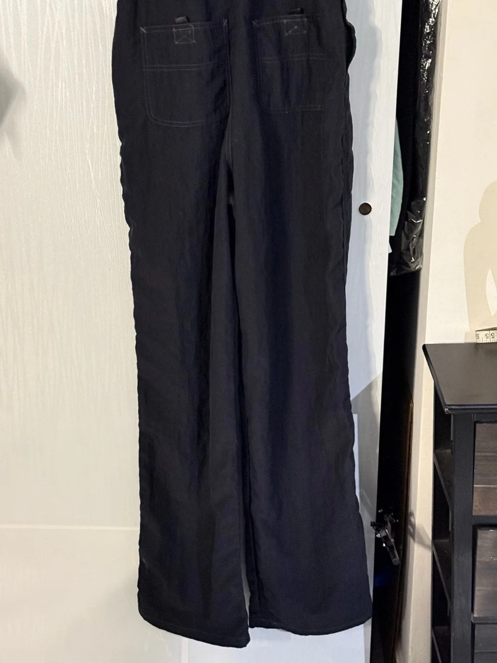 Vintage Y2K UNIONBAY Black Nylon Utility Bib Overalls Size L - Picture 11 of 11